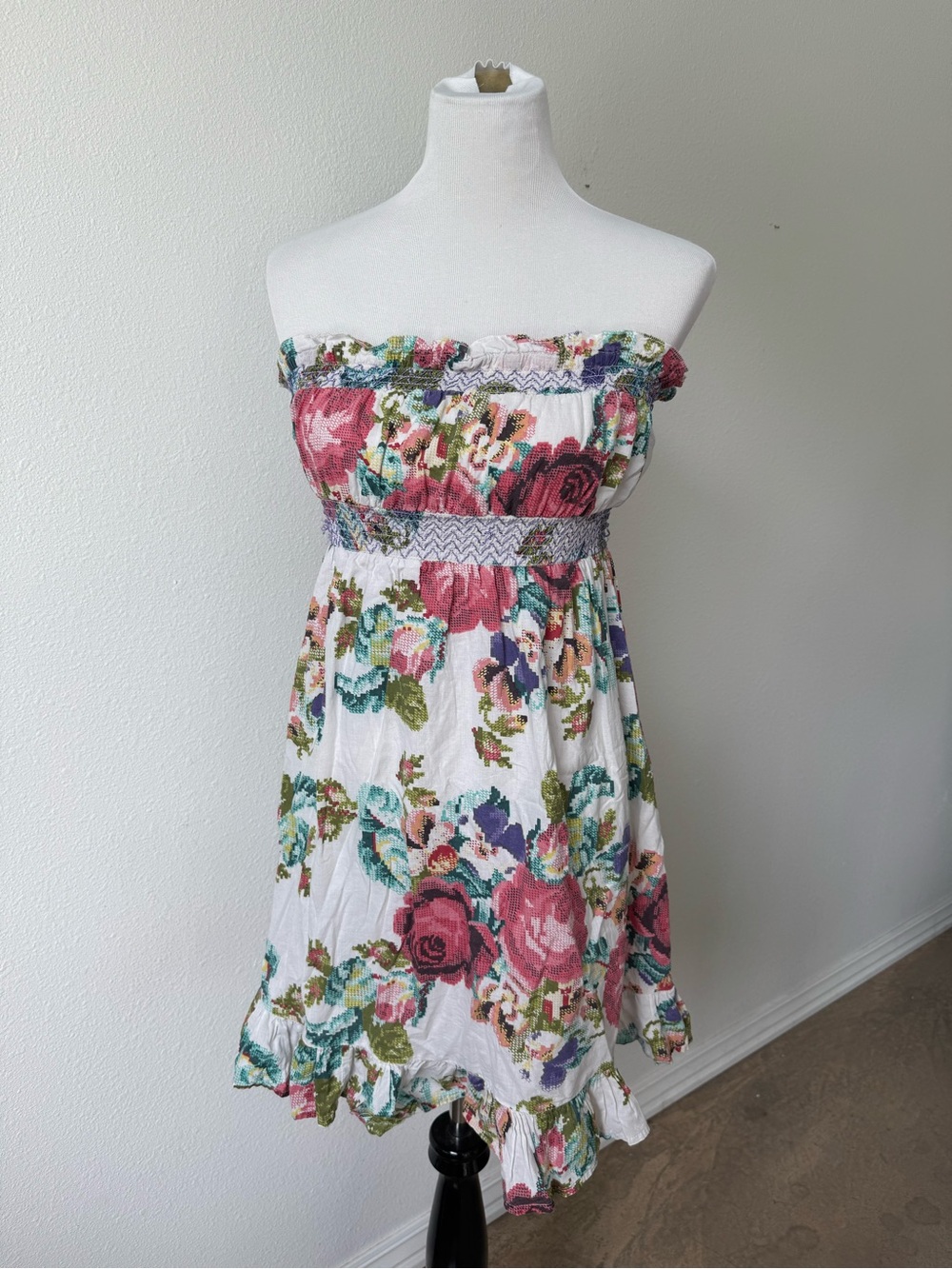 Passport Floral Printed Babydoll Strapless Dress